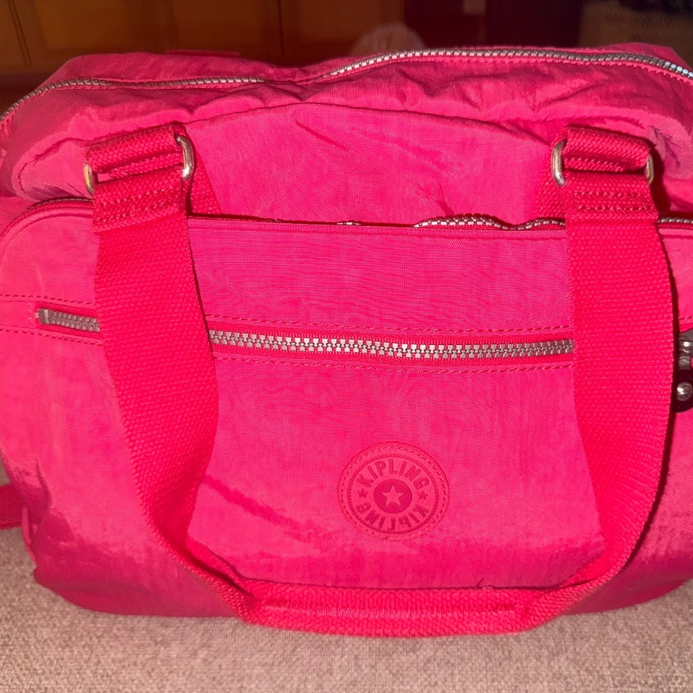 KIPLING Hot Pink Nylon Duffel Bag - Lightweight Travel/Gyml - LIKE NEW